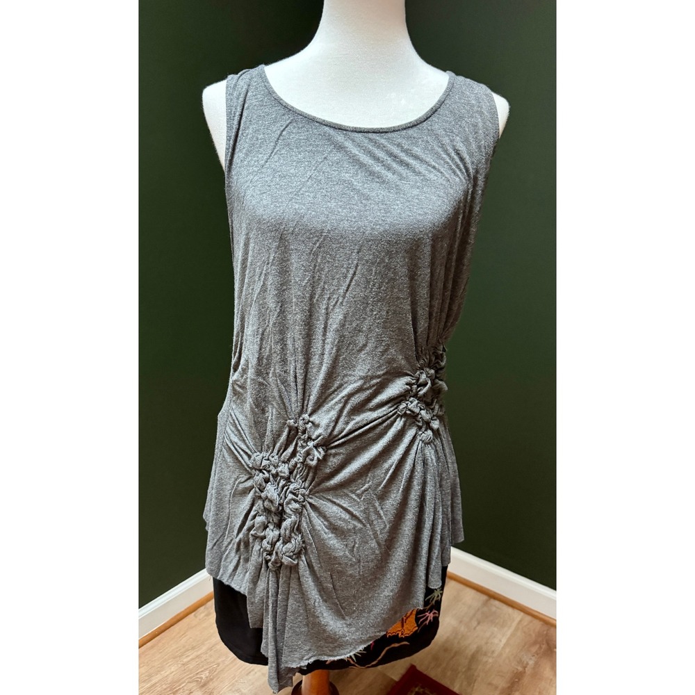 Olivia Noon Sleeveless Gray Ruched Tunic‎ Women's Size L